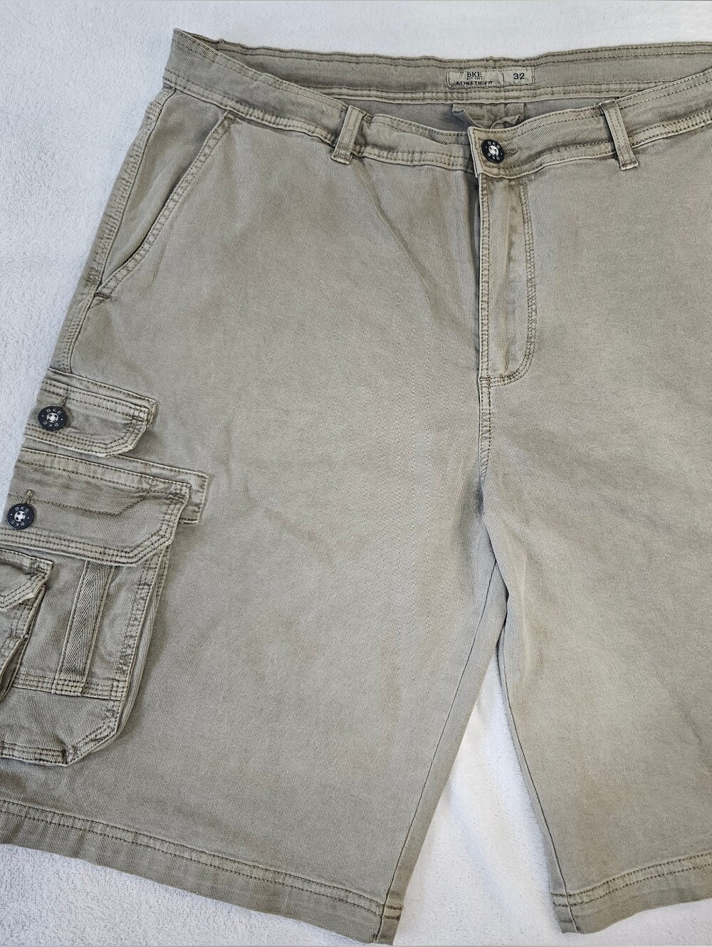 BKE Beige Cargo Athletic Fit Shorts with Multi-Pocket Design